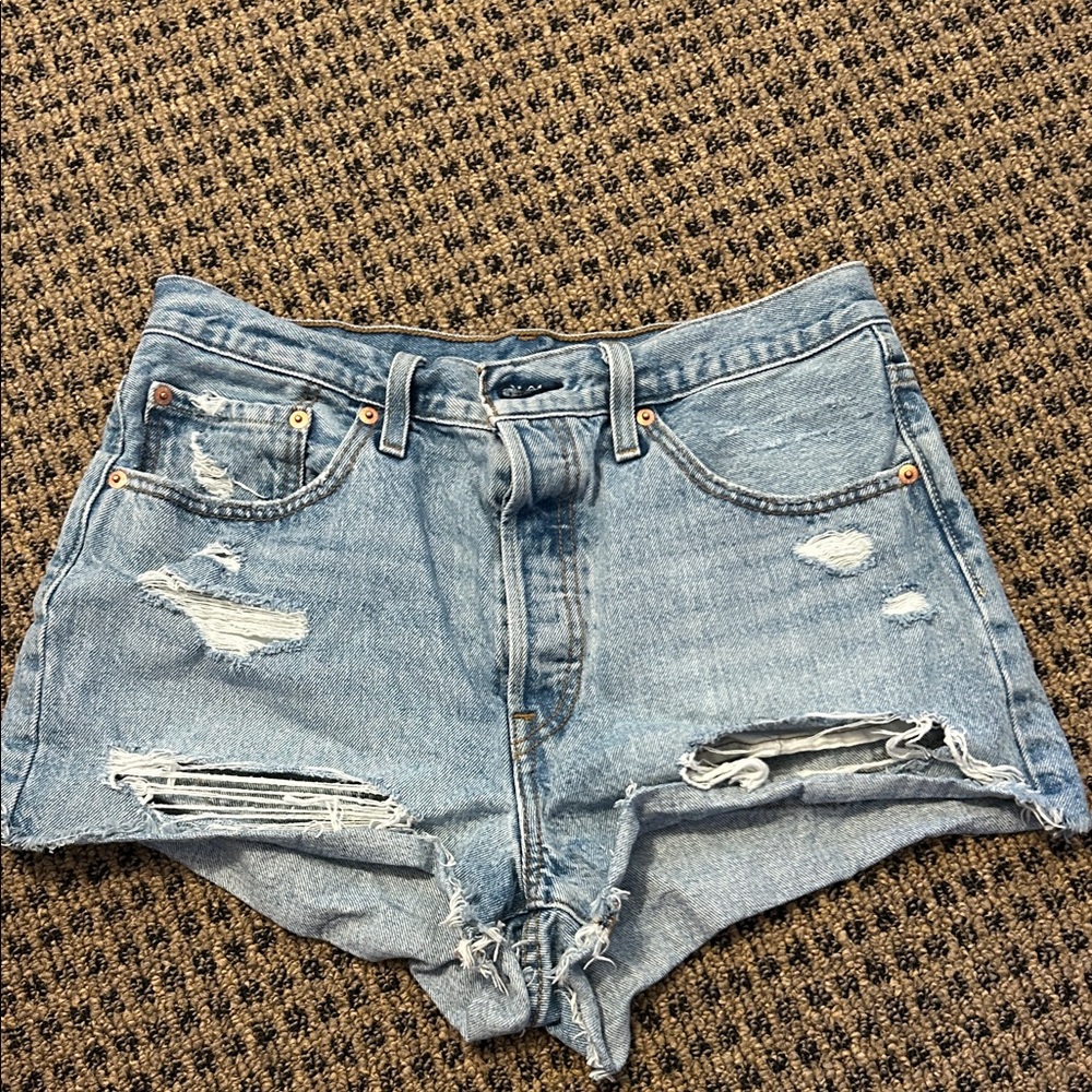 Levi's Light Blue Distressed Jean Shorts